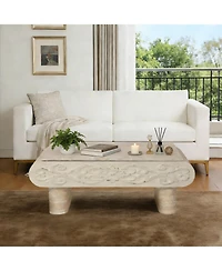 Clihome Modern Mdf Wooden Lift Top Side Table with Hidden Storage, Open Shelf and Drawers Coffee Table