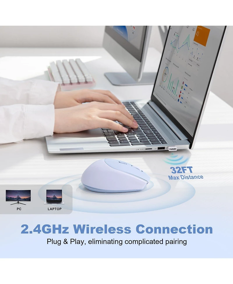 Lisen C2 Wireless Ergonomic Mouse for Laptops and Desktops
