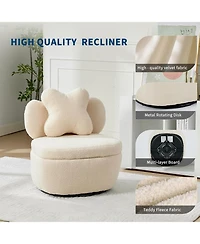 homfan 360degree(s) Rotating Accent Chair Set of 2,Teddy Velvet Armchair, Heart Back Upholstered Sofa with Hidden Storage, for Living Room Bedroom