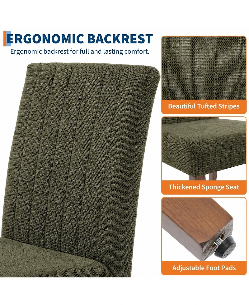 homfan Upholstered Dining Chairs Set of 2, Button Tufted Parsons with Wood Legs and Padded Seat, Modern Fabric