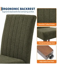 homfan Upholstered Dining Chairs Set of 2, Button Tufted Parsons with Wood Legs and Padded Seat, Modern Fabric