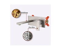 Busdays Brushed Nickel Wall Mount Bathroom Faucet Single Handle 2 Hole with Brass Rough in Valve for Sink or Bathtub