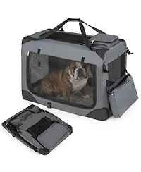 Ruie Foldable Soft-Sided Dog Travel Crate with Mesh Windows and 3 Doors