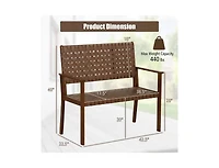Lucky One Outdoor Loveseat Bench with Rubber Wood Frame and Hand Woven Pu Leather