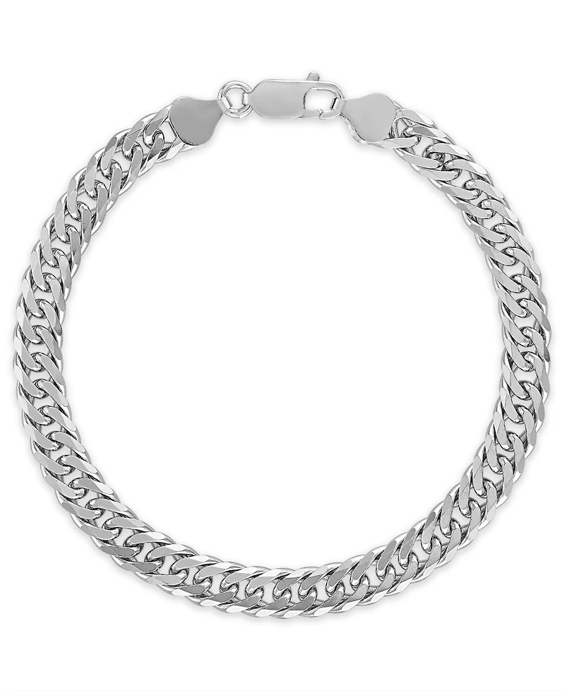 Macy's Men's Triple Bevel Curb Link Bracelet in Sterling Silver
