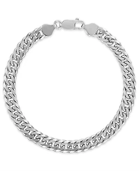 Macy's Men's Triple Bevel Curb Link Bracelet in Sterling Silver