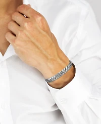 Macy's Men's Double Curb Link Chain Bracelet in Sterling Silver