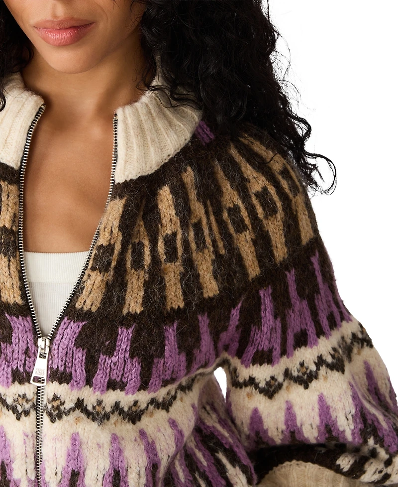 Steve Madden Women's Adley Half Sleeve Zip-Front Sweater