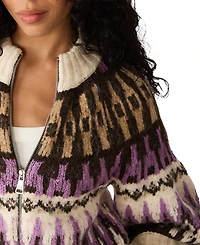 Steve Madden Women's Adley Half Sleeve Zip-Front Sweater