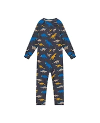 Deux par Deux Toddler Boy ( 2 to 5 ) One Piece Thermal Underwear Dinosaur Print