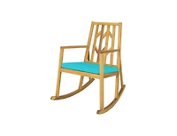 Lucky One Patio Acacia Wood Rocking Chair with Cushion Armrests Outdoor Sofa