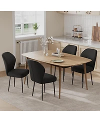 homfan Linen Dining Chairs Set of 4, Modern Fabric Upholstered Kitchen Side Chairs with Metal Pegs, For Living Room, Kitchen, Dining Room