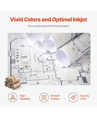 Sevorley Wide Format Plotter Paper, 24 in x 500 ft Cad Bond Rolls, 2-Pack with 3 in Core
