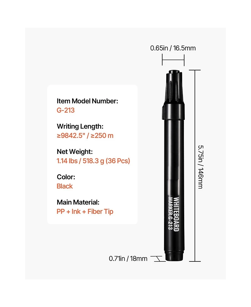 Sevorley Black Dry Erase Markers, 36-Pack Low-Odor Whiteboard Markers with Chisel Tip
