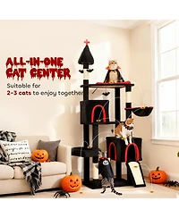 Ruie 78 Inch Gothic Cat Tree Tower with Coffin Bed 2 Condos and Sisal Scratching Posts