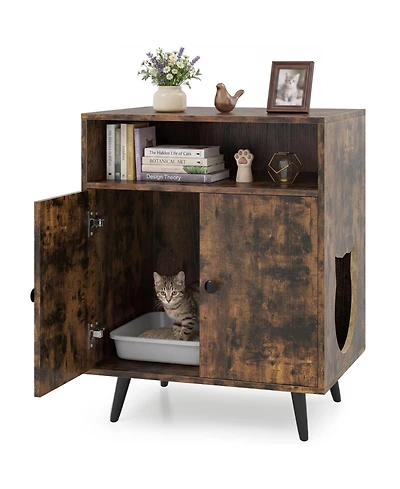 Ruie Industrial Cat Litter Box Enclosure with Open Storage Compartment