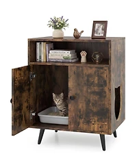 Ruie Industrial Cat Litter Box Enclosure with Open Storage Compartment