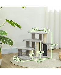 Ruie 2 in 1 Cat Tree Tower and 3 Step Pet Stairs with Scratching Posts and Toy Balls