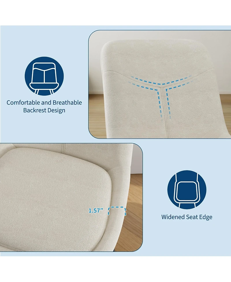 homfan Set of 6 25" Upholstered Bar Stools, Counter Height Chenille Fabric Barstool with Footrest, Backrest and Metal Legs, Modern Bar Chairs