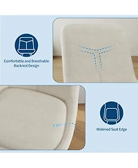 homfan Set of 6 25" Upholstered Bar Stools, Counter Height Chenille Fabric Barstool with Footrest, Backrest and Metal Legs, Modern Bar Chairs