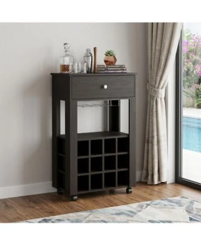 HomeRoots Rolling Bar Cart with Wine Storage
