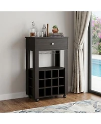 HomeRoots Rolling Bar Cart with Wine Storage