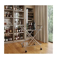 HomeRoots 26" Metal and Glass Rolling Bar Cart