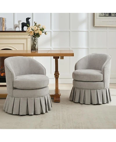 homfan Set of 2 Upholstered Vanity Chairs with Side Pockets and Wood Legs, Mid-Century Tall Back Accent Seat