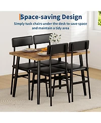 homfan Dining Table Set for 4, Wood Table with 4 Upholstered Chairs, Space Saving Kitchen and Dining Room Furniture for Small Spaces, Apartment