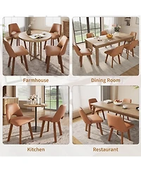 homfan Dining Chairs of 4, Pu Leather Upholstered Chairs with Wood Frame, Scratch-Resistant Padded Seat