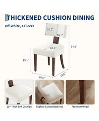 homfan Dining Chairs Set of 4, Mid Century Modern Upholstered Kitchen Dining Chairs with Rattan Wood Back Brown Wood Legs
