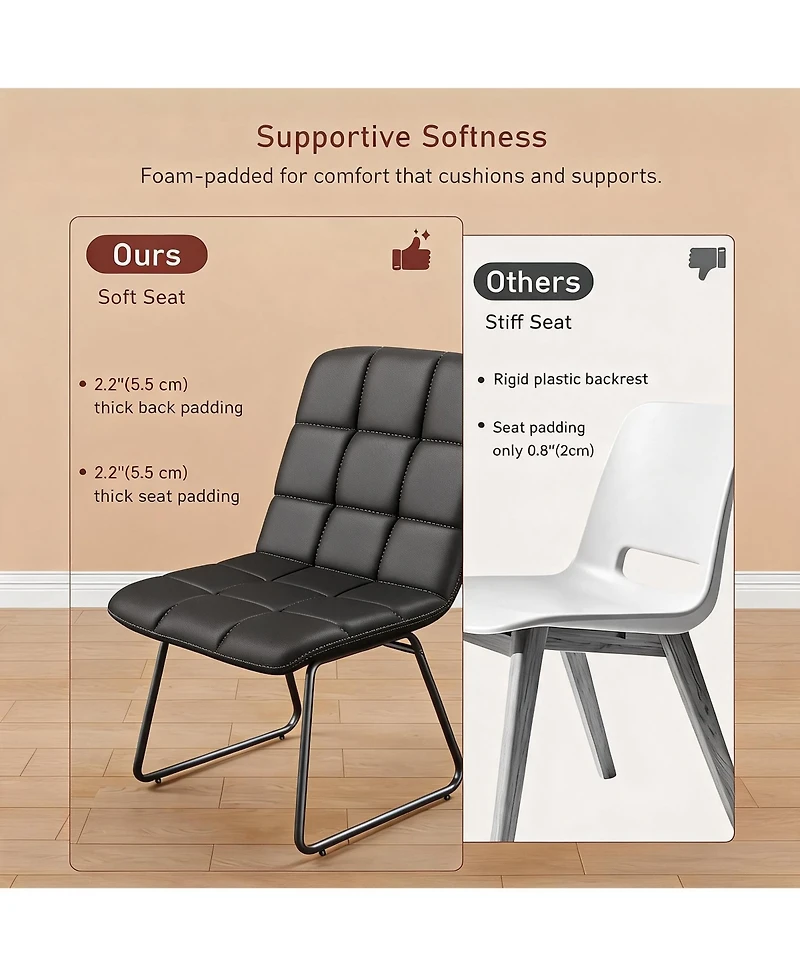 homfan Faux Leather Dining Chairs Set of 4, High-Resilience Foam, Upholstered Dining Room Chairs with Metal Frame, Modern Style