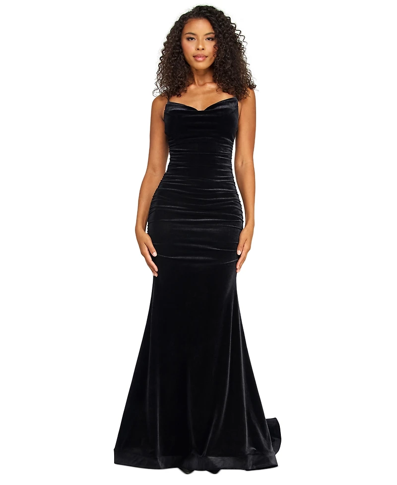 Alex & Sophia Juniors' Spaghetti-Strap Sweetheart Long Dress