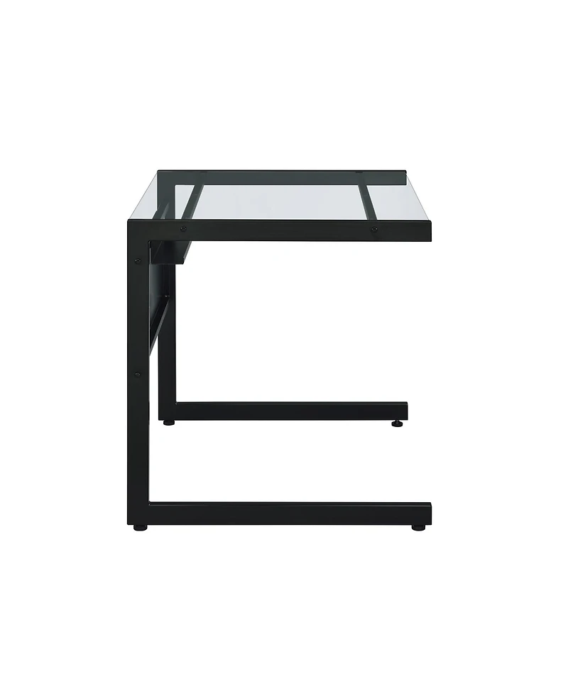 HomeRoots 33" Clear Glass and Stainless Steel Writing Desk