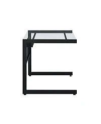 HomeRoots 33" Clear Glass and Stainless Steel Writing Desk