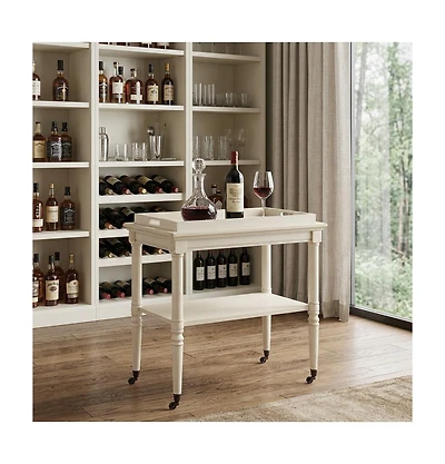 HomeRoots 30" Wood Rolling Bar Cart