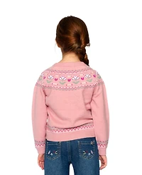 Deux par Deux Little Girls 6-12 Years Sweater with Flower Jacquard