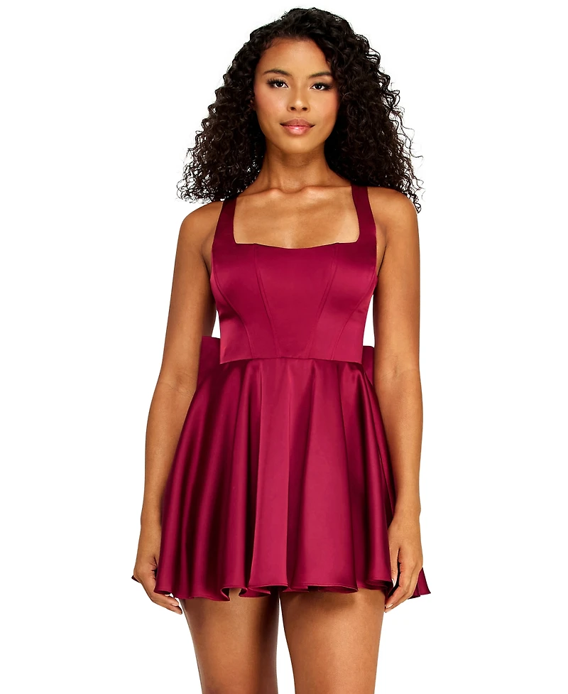 Alex & Sophia Juniors Square-Neck Dress