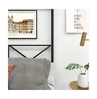 Lucky One Queen Size Metal Canopy Bed Frame with X-Shaped Frame, Platform Bed, Steel Construction, No Box Spring Needed, Under-Bed Storage