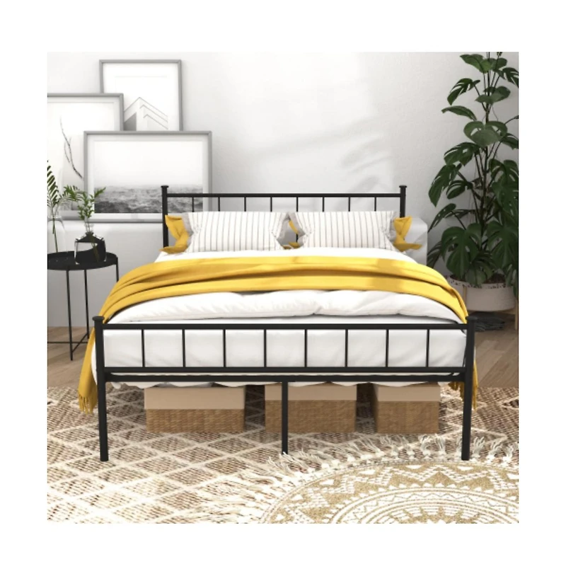 Lucky One Full Size Platform Bed Frame with Headboard and Footboard, Heavy Duty Metal, Under-Bed Storage, No Box Spring Needed