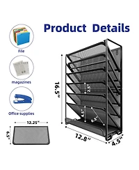 Danrong 7 Tier Dual Use Metal Wall Desktop File Organizer Rack