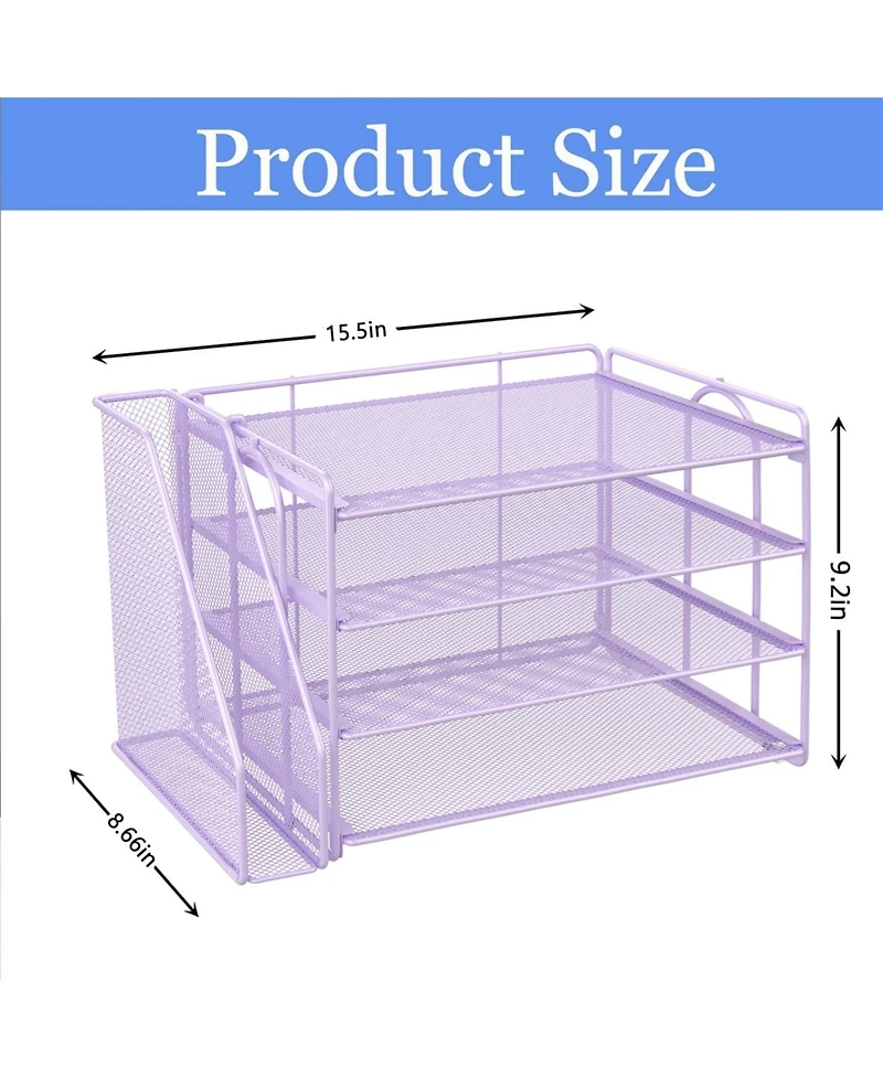 Danrong 4 Tier Paper Desk Organizer with Magazine Holder Office Storage