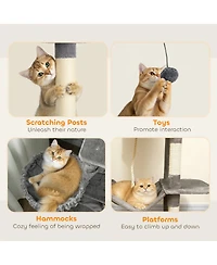 Ruie 80 Inch Multi Level Cat Tower with 2 Condos 2 Hammocks and 6 Sisal Scratching Posts