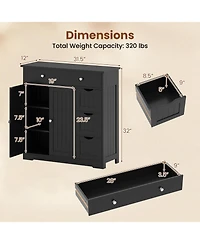 Gymax Bathroom Floor Cabinet Storage with 4 Drawers2 Doors and Adjustable Shelf