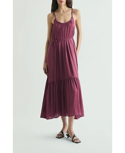 Scalpers Women's Braided Straps Maxi Scoop-Neck Dress