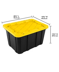 Sterilite 27 Gallon Industrial Stackable Storage Tote Lidded Containers, 4 Pack