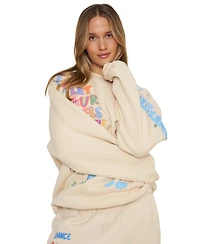 Mayfair Juniors' Angels Lead Graphic Oversized Fleece Crewneck Sweatshirt