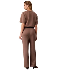 Calvin Klein Petite Soft Scuba High-Rise Pull-On Pintuck Trousers