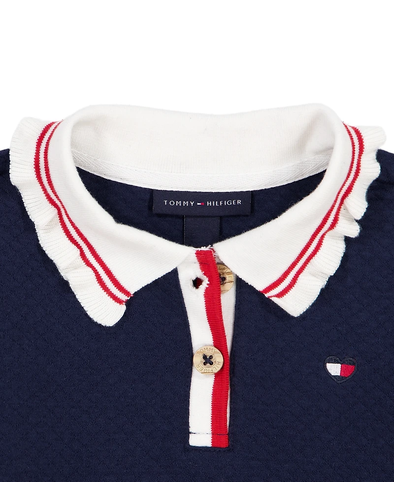 Tommy Hilfiger Girls' 2T-6X Ruffled Collared Top and Skirt, 2-Piece Set