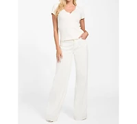 Guess Women's Henley Neck Short Sleeve Top